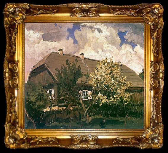 framed  Ferdynand Ruszczyc Manor house in Bohdanow, ta009-2